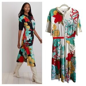 The Kit - Cobie Floral Button Up‎ Maxi Shirtdress - Size 8 - Red, Cream, Yellow